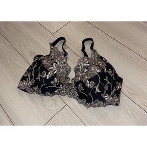 Soma Sensuous Lace Push Up Plunge Bra Embroidered Mesh UW Womens 34D Black